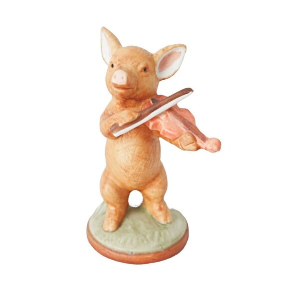 Vintage Enesco 1979 Musical Pig Figurines Set Of 4 Playing Instruments Ceramic - Picture 5 of 7